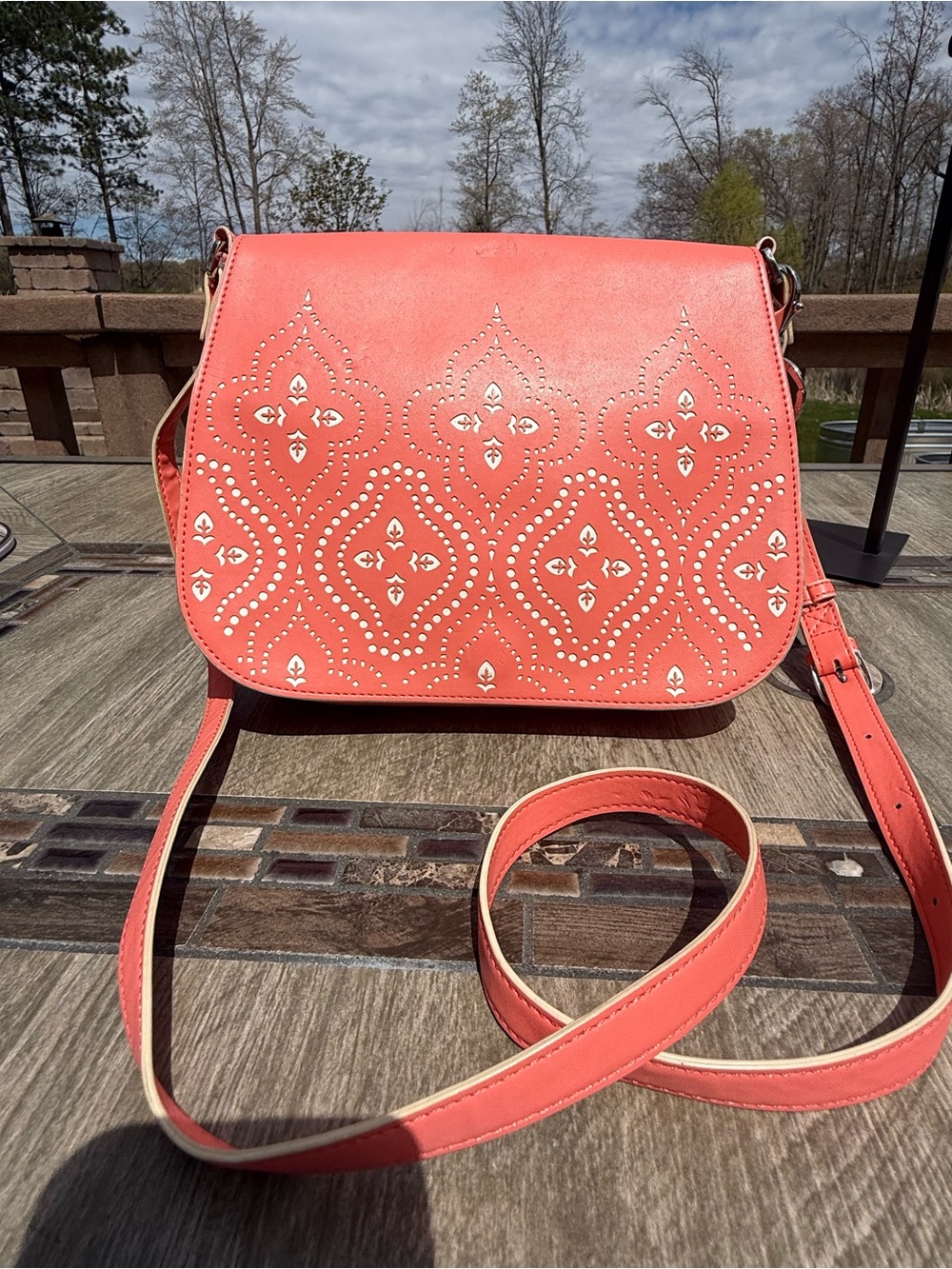GUC Vera Bradley Coral Perforated Laser Cut Crossbody Bag